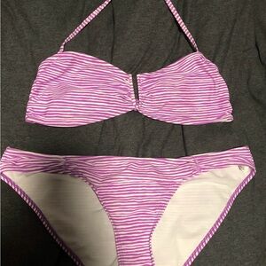 Old Navy Purple and White Striped Bikini Set